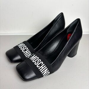 Love Moschino Square Toe Spellout Heel Pumps size 39